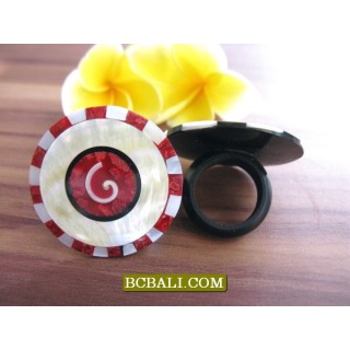 Balinese Seashells Finger Rings Resin Motif 